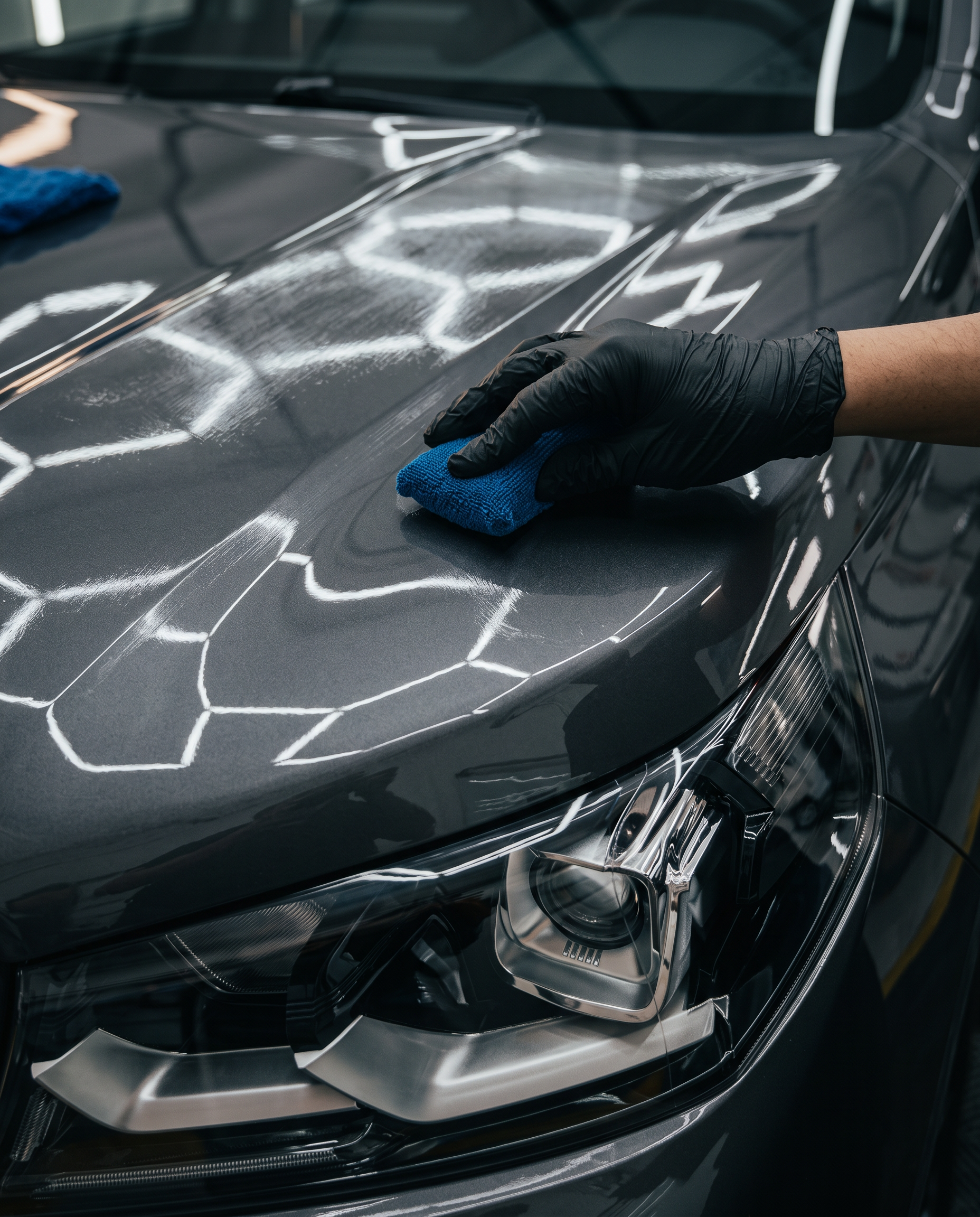Imagem ilustrativa da aplicação técnica de revestimento nanocerâmico sobre pintura automotiva